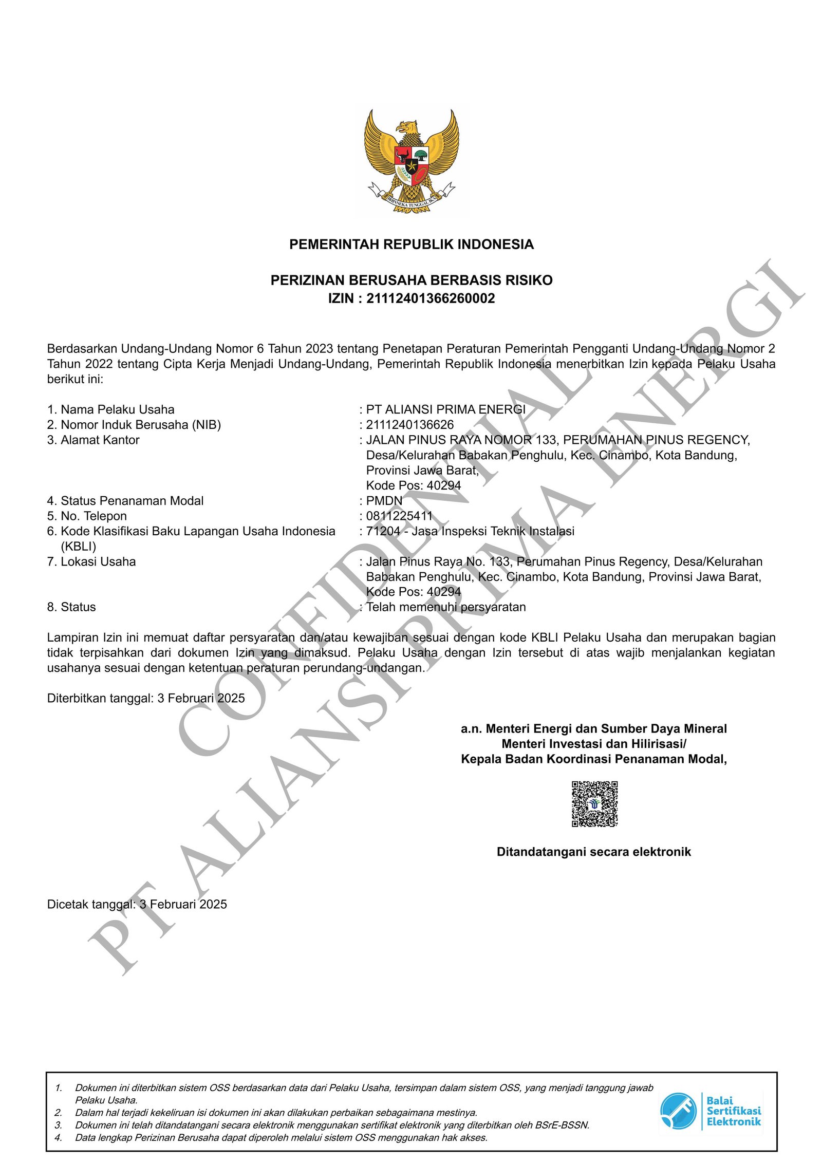 Perizinan Berusaha Berbasis Resiko